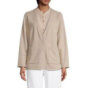 Eileen Fisher V Neck Boxy Organic Cotton Jacket